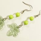 Dangle Earrings with Green Leaves