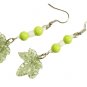 Dangle Earrings with Green Leaves