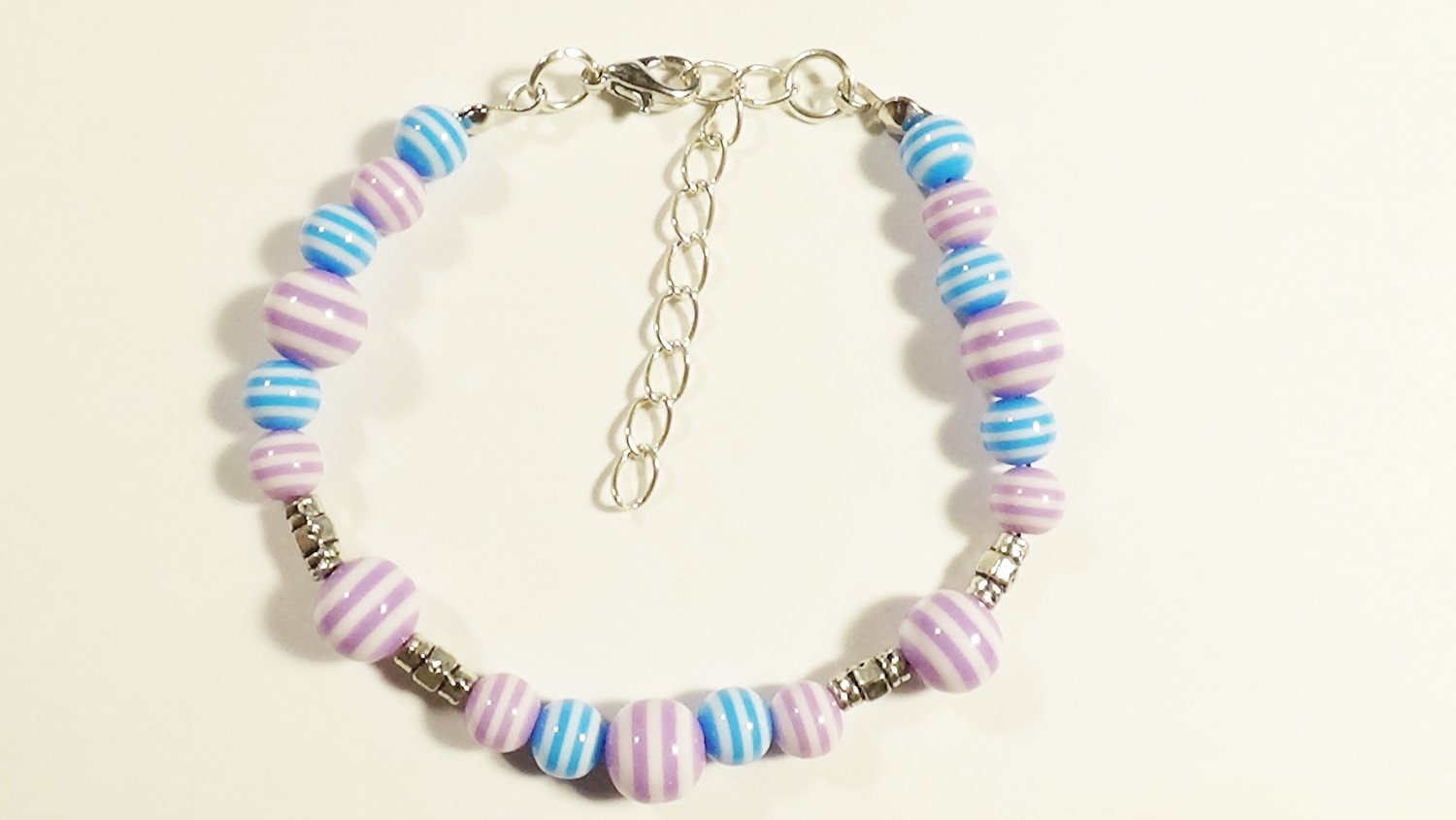 Bracelet Made of Multi-Color Beads, Silver
