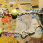 Dangle Earrings with Green Pearls and Flower Charm, Silver