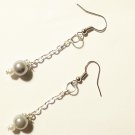 Dangle Earrings with Gray and White Pearls, Silver