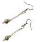 Dangle Earrings with Gray and White Pearls, Silver