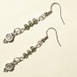 Gray and White Boho Dangle Earrings, Silver