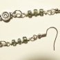 Gray and White Boho Dangle Earrings, Silver