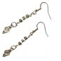 Gray and White Boho Dangle Earrings, Silver