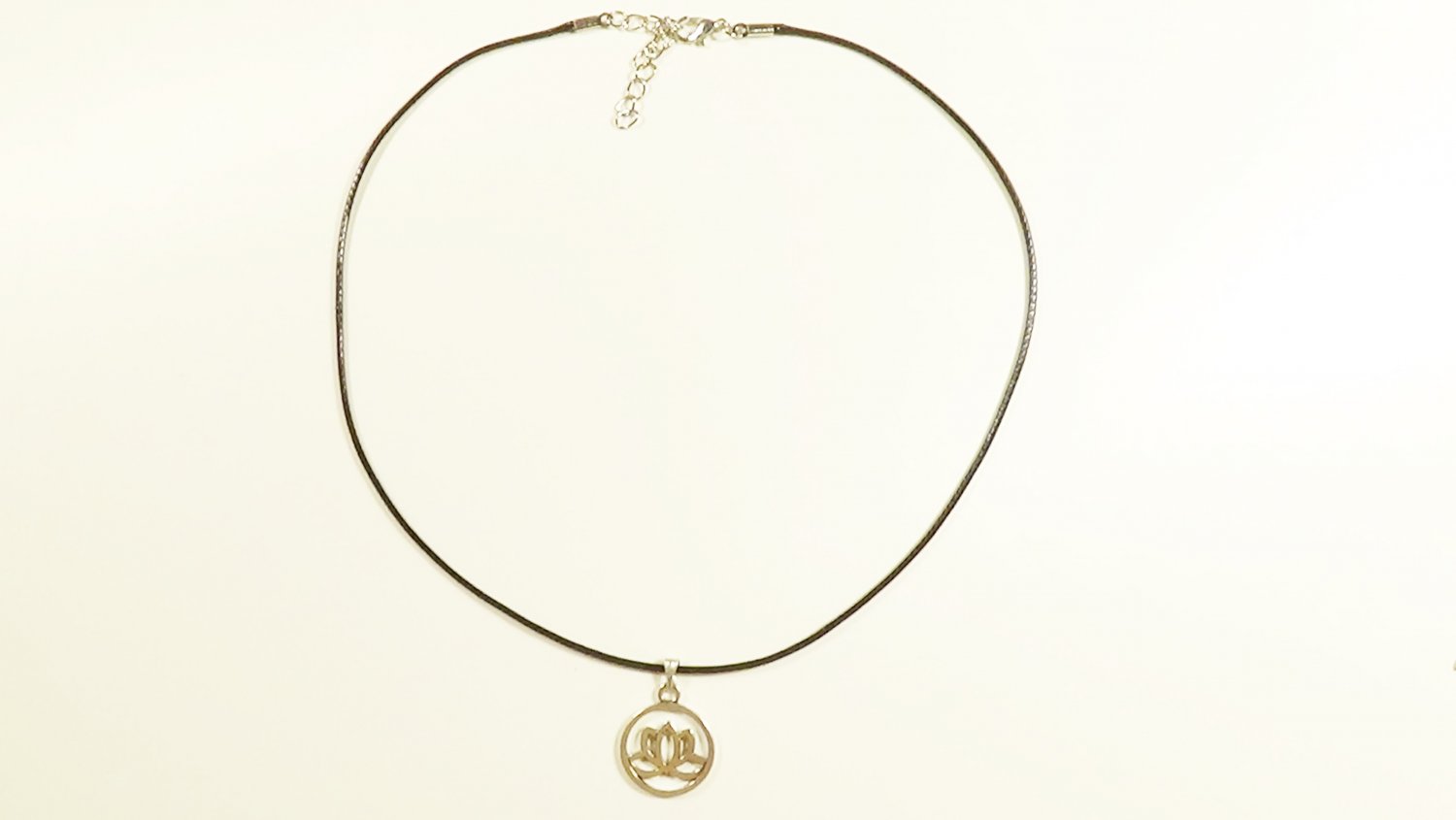 Black Necklace with Lotus Flower Pendant