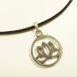 Black Necklace with Lotus Flower Pendant