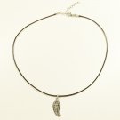 Black Necklace with Wing Shaped Pendant
