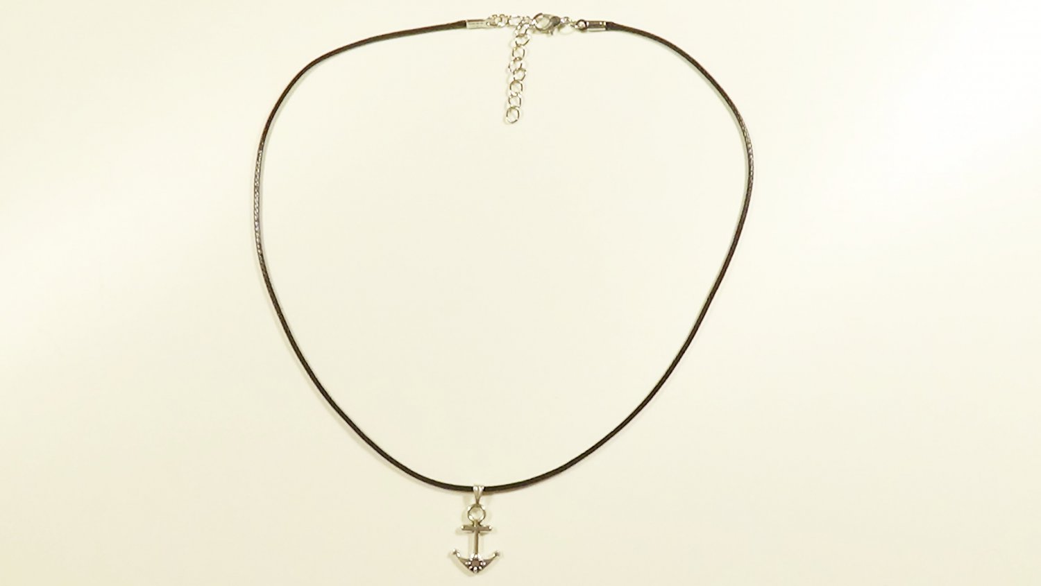 Black Necklace with Nautical Anchor Pendant