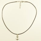 Black Necklace with Nautical Anchor Pendant