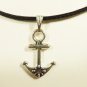 Black Necklace with Nautical Anchor Pendant