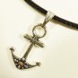 Black Necklace with Nautical Anchor Pendant