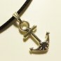 Black Necklace with Nautical Anchor Pendant