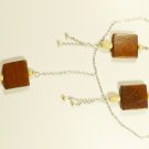Bohemian Wood Jewelry Set with Necklace, Pendant and Earrings, Silver