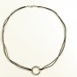 Circle Pendant Necklace for Men, Black Cord, Silver