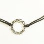 Circle Pendant Necklace for Men, Black Cord, Silver
