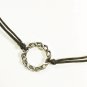 Circle Pendant Necklace for Men, Black Cord, Silver