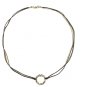 Circle Pendant Necklace for Men, Black Cord, Silver