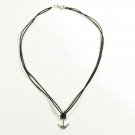 Nautical Anchor Pendant Necklace for Men, Black Cord, Silver