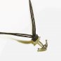 Nautical Anchor Pendant Necklace for Men, Black Cord, Silver