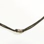 Metal Bead Pendant Necklace for Men, Black Cord, Silver