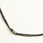 Metal Bead Pendant Necklace for Men, Black Cord, Silver