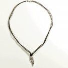 Metal Wing Pendant Necklace for Men, Black Cord, Silver