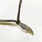 Metal Wing Pendant Necklace for Men, Black Cord, Silver
