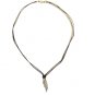 Metal Wing Pendant Necklace for Men, Black Cord, Silver