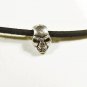 Metal Skull Pendant Necklace for Men, Black Suede, Silver