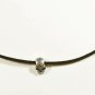 Metal Skull Pendant Necklace for Men, Black Suede, Silver
