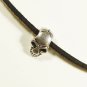 Metal Skull Pendant Necklace for Men, Black Suede, Silver