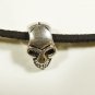 Metal Skull Pendant Necklace for Men, Black Suede, Silver