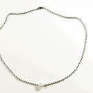 White Pearl Surgical Stainless Steel Ball Chain Necklace for Men, Silver