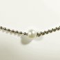 White Pearl Surgical Stainless Steel Ball Chain Necklace for Men, Silver