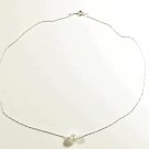 White Pearl Chain Necklace, Silver