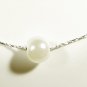 White Pearl Chain Necklace, Silver
