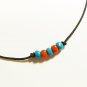 Cord Anklet for Men with Turquoise and Coral Red Beads
