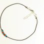 Cord Anklet for Men with Turquoise and Coral Red Beads