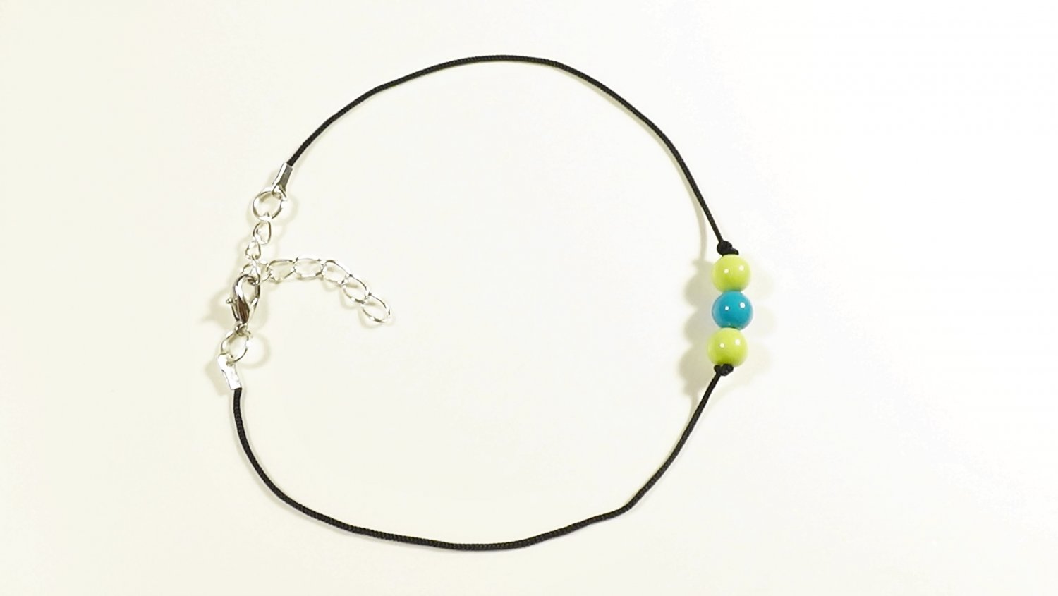 Cord Anklet for Men with Blue and Green Beads