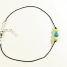 Cord Anklet for Men with Blue and Green Beads