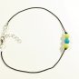 Cord Anklet for Men with Blue and Green Beads