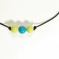 Cord Anklet for Men with Blue and Green Beads