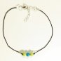 Cord Anklet for Men with Blue and Green Beads