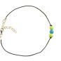 Cord Anklet for Men with Blue and Green Beads