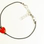 Cord Anklet for Women with Red Heart Bead