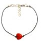 Cord Anklet for Women with Red Heart Bead