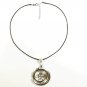 Spiral Pendant Necklace for Men, Black Cord, Silver
