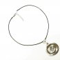 Spiral Pendant Necklace for Men, Black Cord, Silver