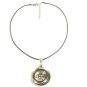 Spiral Pendant Necklace for Men, Black Cord, Silver
